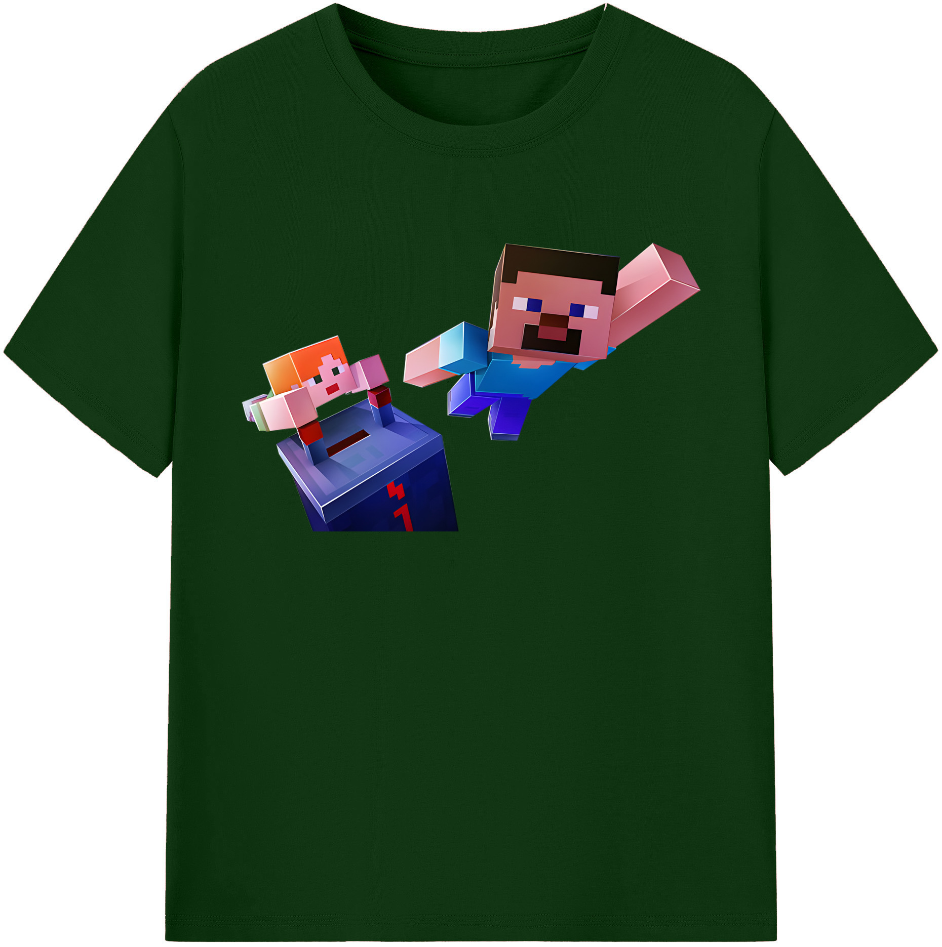 （画像用） マインクラフト ブロックの世界 Minecraft MC Block world 綿100％半袖Tシャツ（フロントプリント）